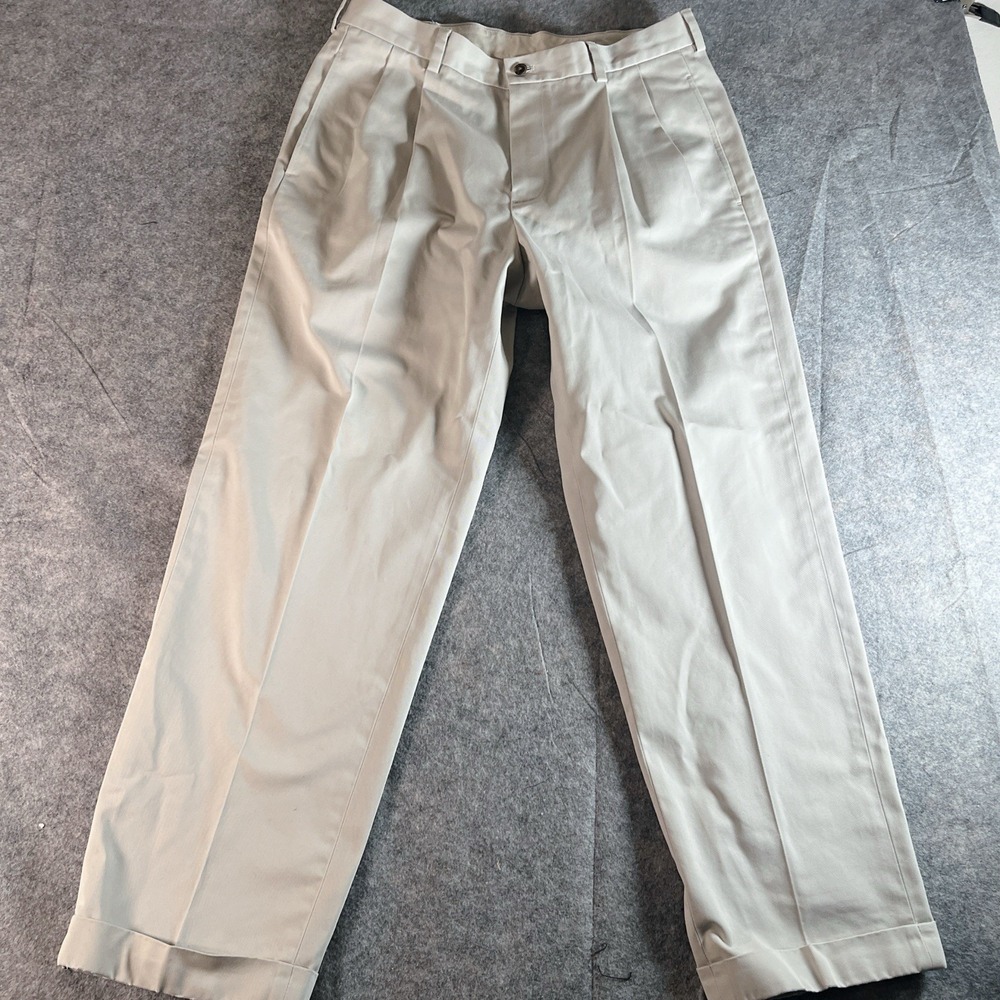 Brooks‎ Brothers Advantage Chino Clark Pants Mens 34x30 Beige Flat Front Preppy